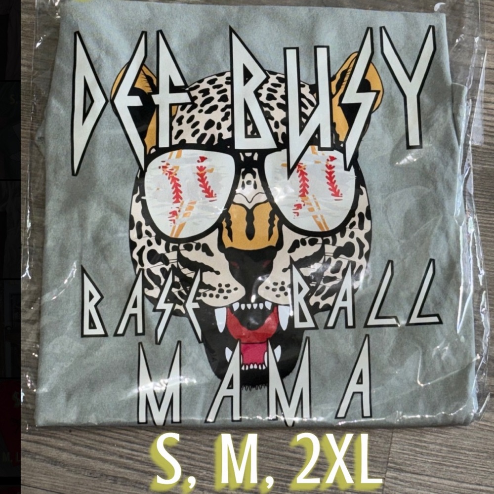 Graphic Tee with Leopard and Baseball Design